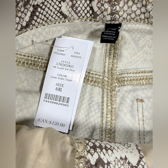 WHBM Snakeskin Print High Rise Skinny Jeans Sz 0 Sculpt Fit Stretch Regular NWT - Picture 7 of 12